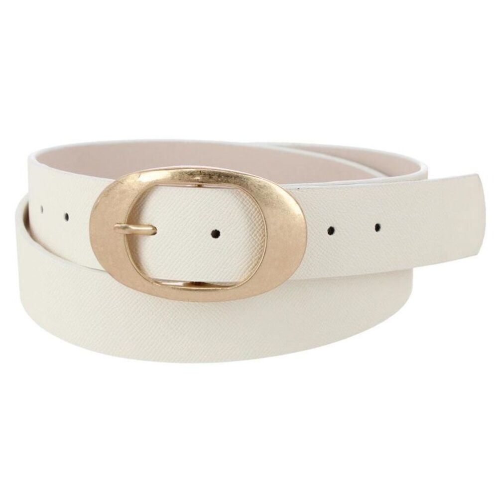 CTM Women's Plus Size Synthetic Leather Belt with Oval Buckle